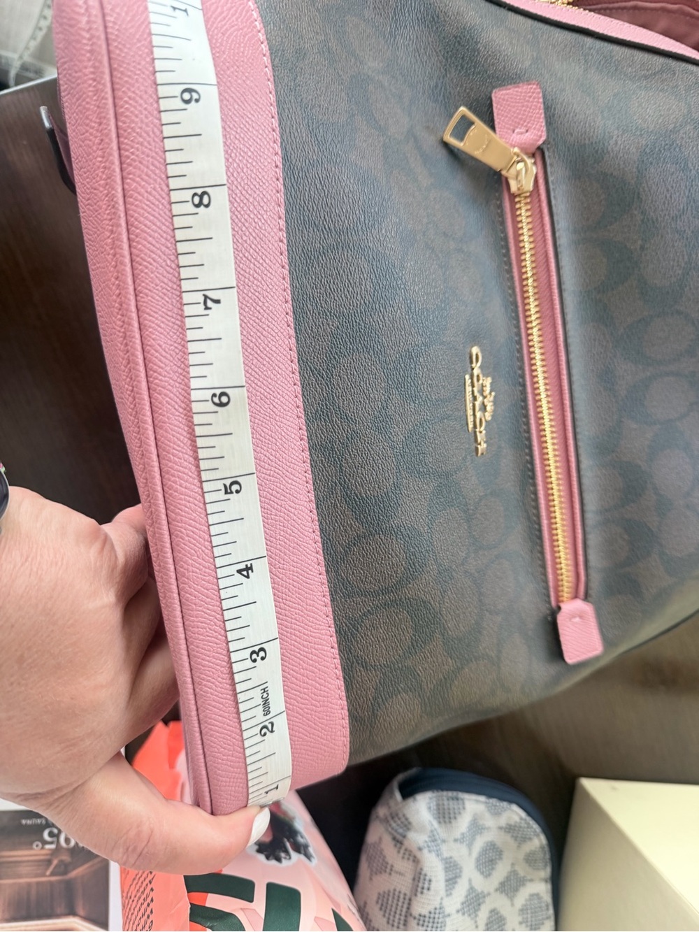 NWOT Coach Signature Canvas Backpack with Pink Trim - Picture 7 of 9